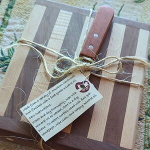 Wooden Cutting Board with cheese knife